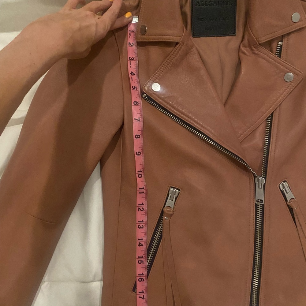 All Saints Dalby Leather Slim Fit Jacket - Picture 9 of 10